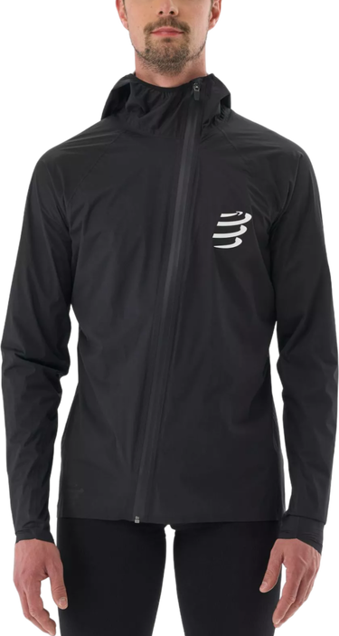 Vindjakke Compressport Hurricane Waterproof 10/10 Hooded Jacket Sort | am00009b-990, 0