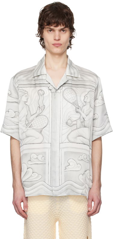 Skjorte Casablanca Casablanca Sacred Stone Silk Shirt Hvid | U-MPS25-SH-003-07, 0