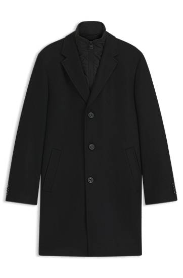 Frakker BOSS Single-breasted wool-blend coat with quilted inner vest Sort | 50546546, 0