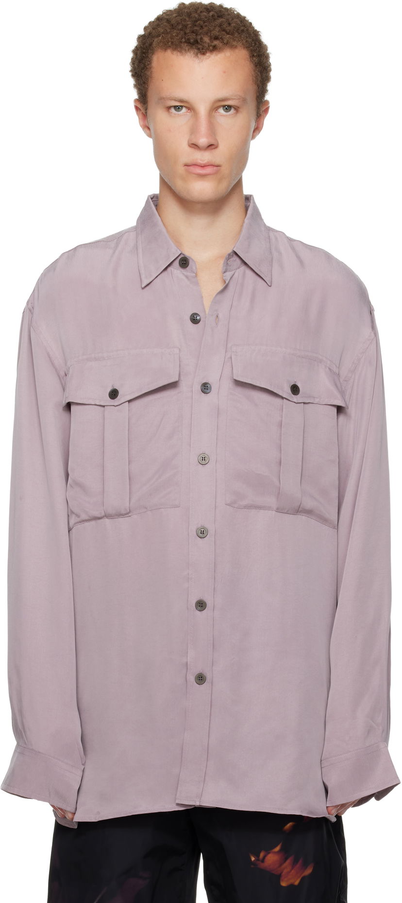 Skjorte Dries Van Noten Oversized Cupro Shirt Lilla | 252-020768-2025