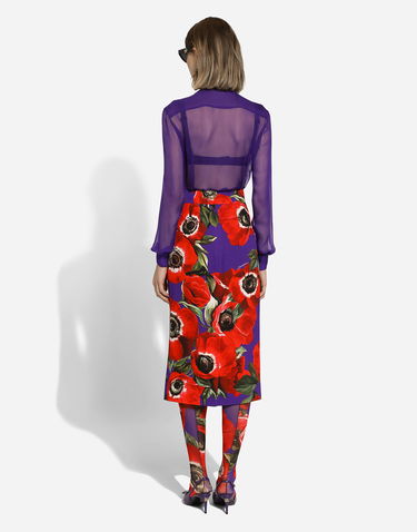 Skjorte Dolce & Gabbana Dolce & Gabbana Chiffon Blouse with Flower Detail Lilla | F5R65TFU1HWFA810, 2