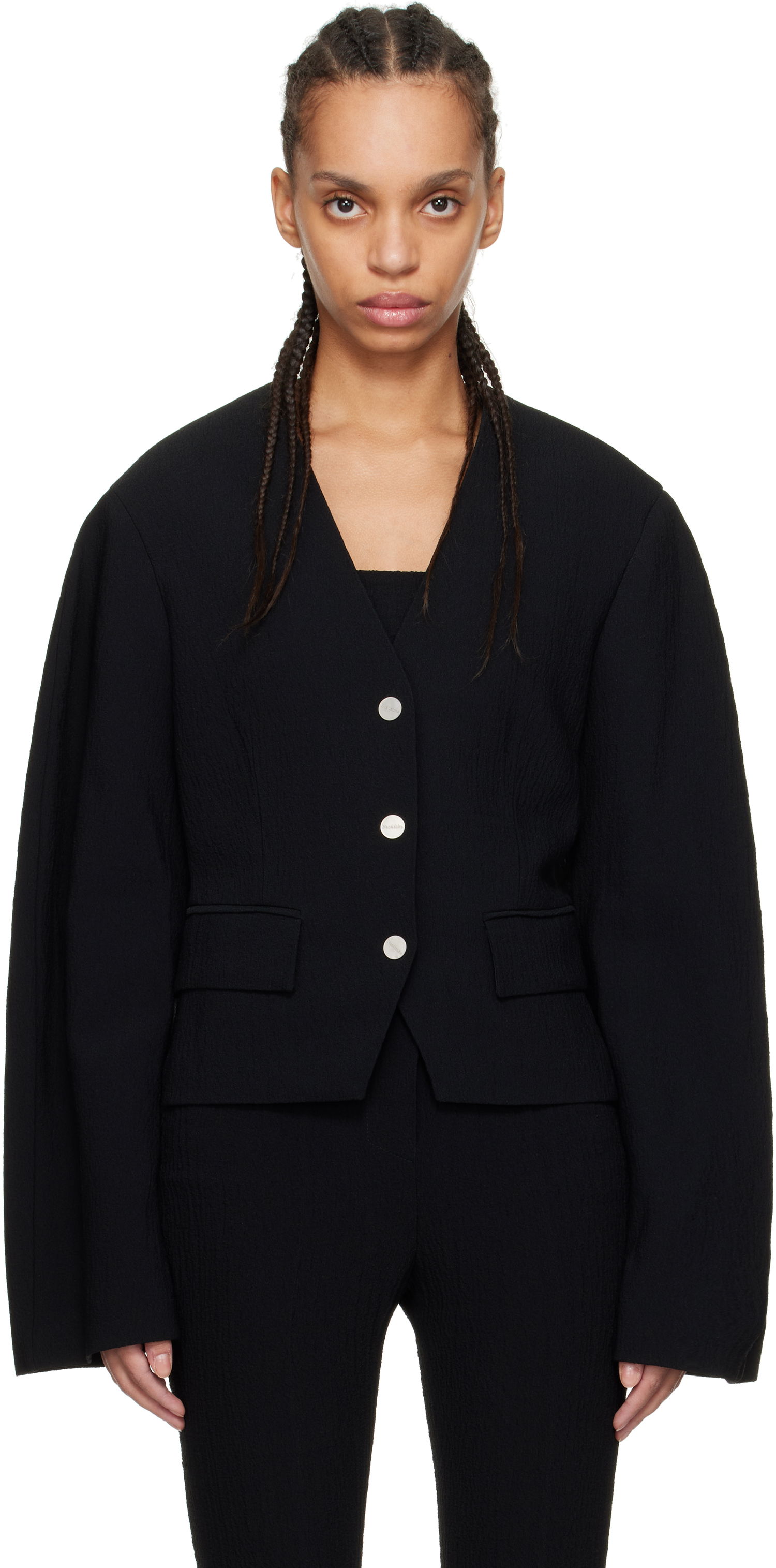 Jakke Nanushka Nanushka Kiyo Seersucker Blazer Sort | NW25RSOW19999, 0