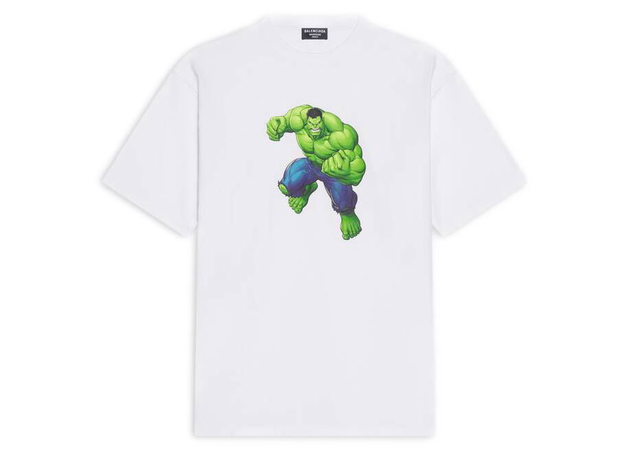 T-shirt Balenciaga Hulk 2021 MARVEL Medium Fit T-shirt Hvid | 612965TLV599000, 0