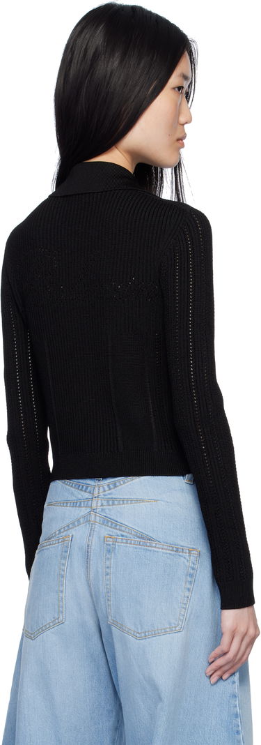 Sweater Balmain Cropped Ribbed Cardigan Sort | EF1KL150KI10, 2