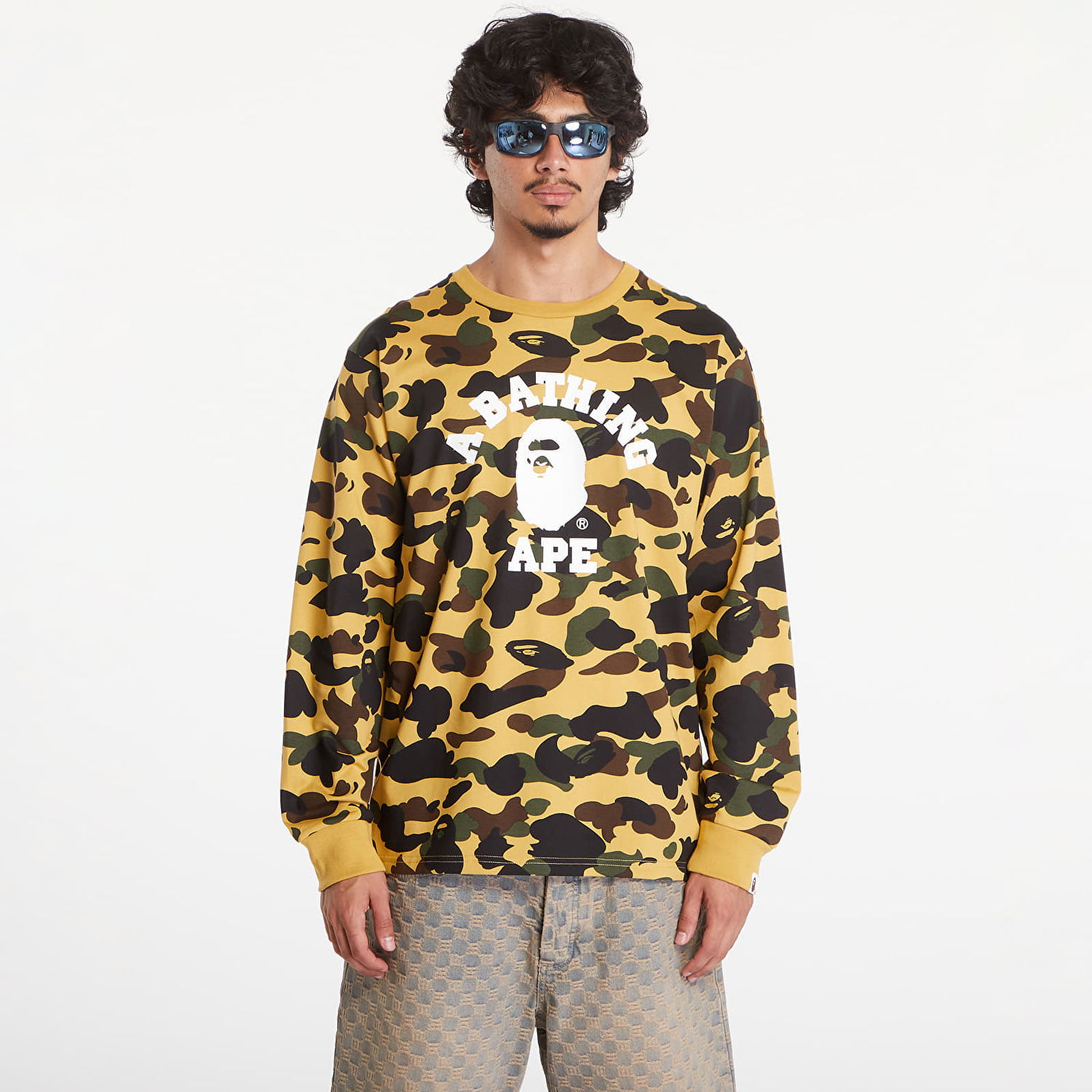 T-shirt BAPE A BATHING APE 1St Camo College Long Sleeve Tee Yellow Gul | 001LTK801008M YEL, 0
