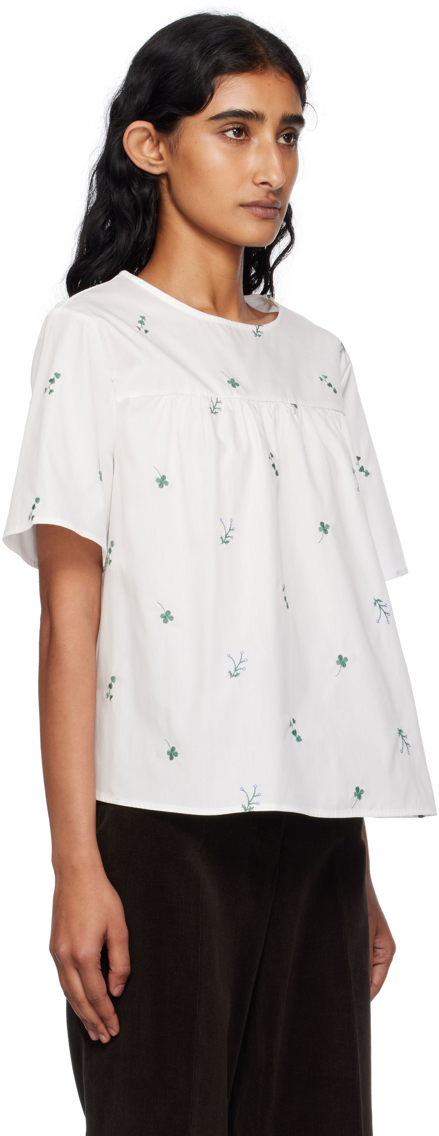 T-shirt Max Mara Weekend Max Mara Edita Floral Embroidered Top Hvid | 2515941072600, 1