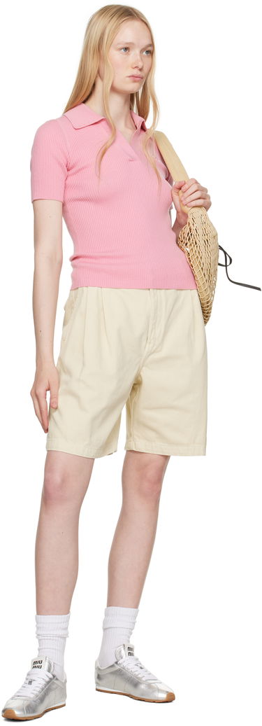 Polo skjorte MAISON KITSUNÉ Maison Kitsuné Baby Fox Patch Fine Ribbed Polo Lyserød | OW00201KT1091, 3
