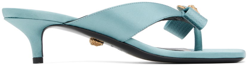 Skopleje Versace Versace Gianni Ribbon Low Satin Mules Blå | 1013017_1A00619_1V59V