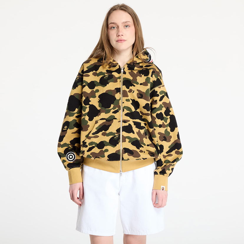 Sweatshirt BAPE A BATHING APE 1st Camo Jacquard Shark Relaxed Fit Full Zip Hoodie Gul | 001ZPL301304MYEL