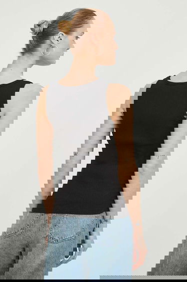 Tanktop Samsoe Samsoe Samsoe Samsoe SAAMANZA Ribbed Square Neck Tank Top Sort | F10000006, 2