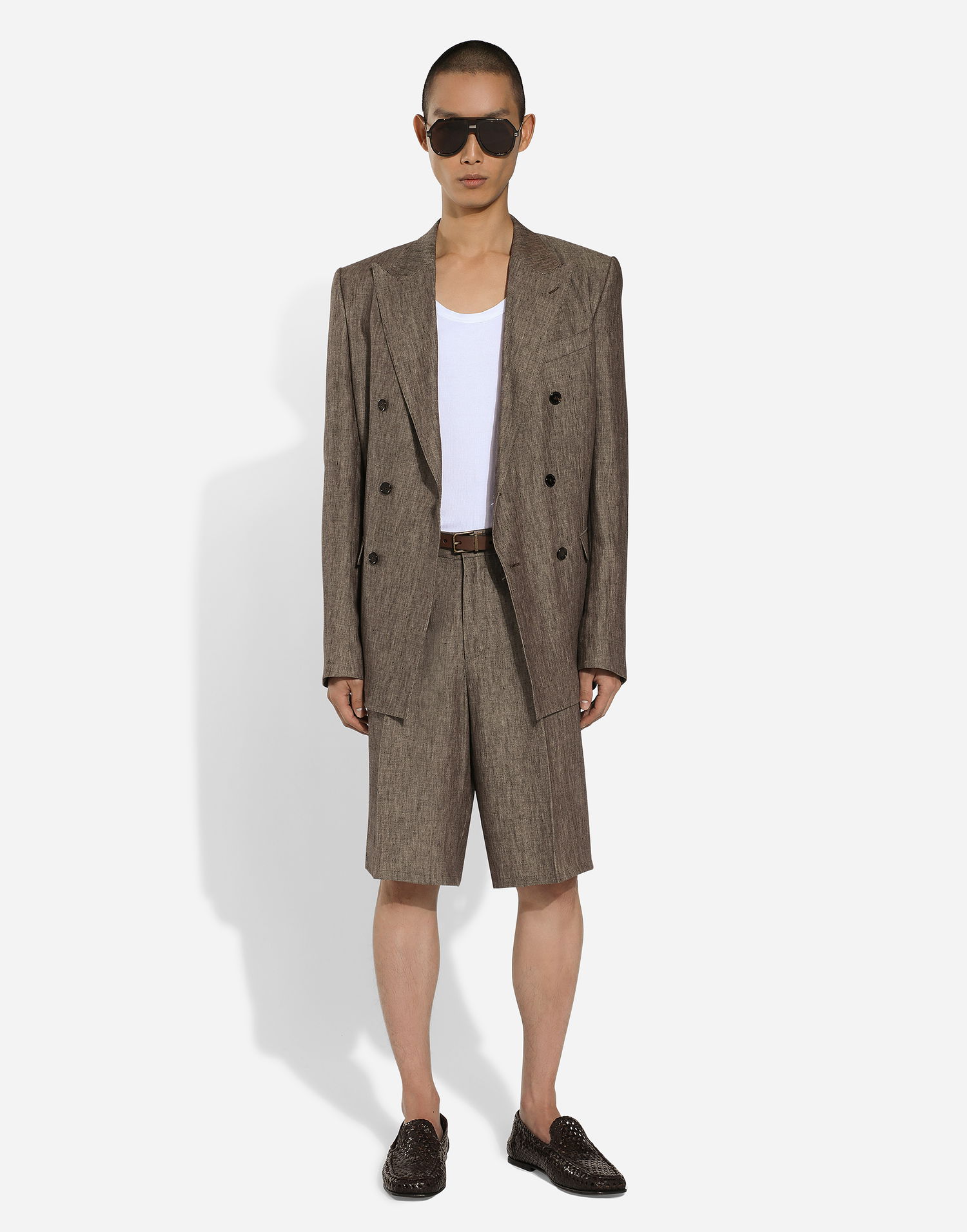 Jakke Dolce & Gabbana Dolce & Gabbana Double-breasted Taormina Linen Jacket Brun | G2NW1TFU4L0S8231, 1