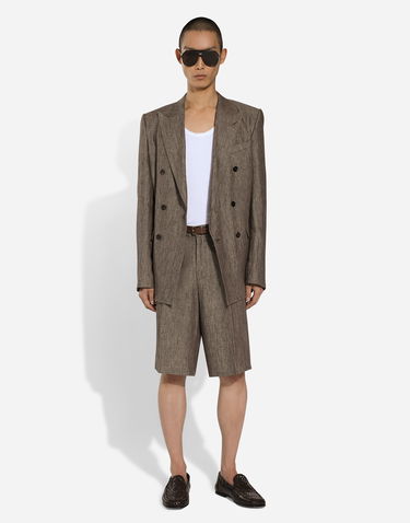 Jakke Dolce & Gabbana Dolce & Gabbana Double-breasted Taormina Linen Jacket Brun | G2NW1TFU4L0S8231, 1