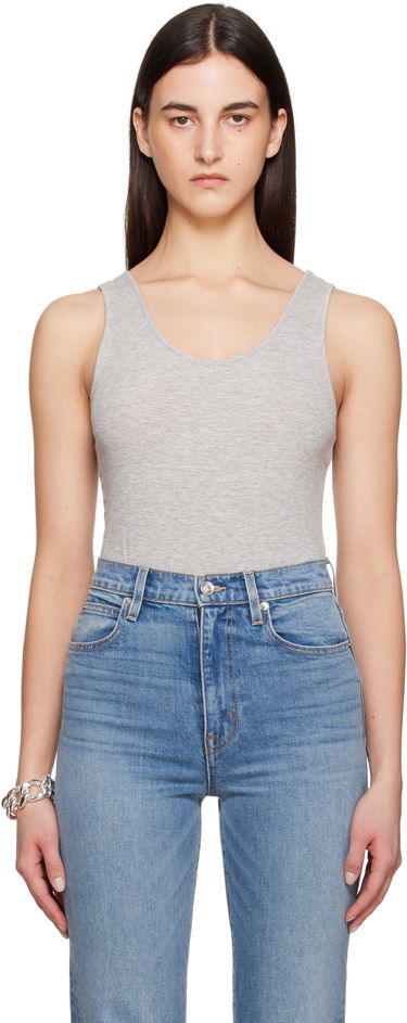 Tanktop Anine Bing Anine Bing Ginny Scoop Neck Sleeveless Bodysuit Grå | A-08-10672-GRM5, 0