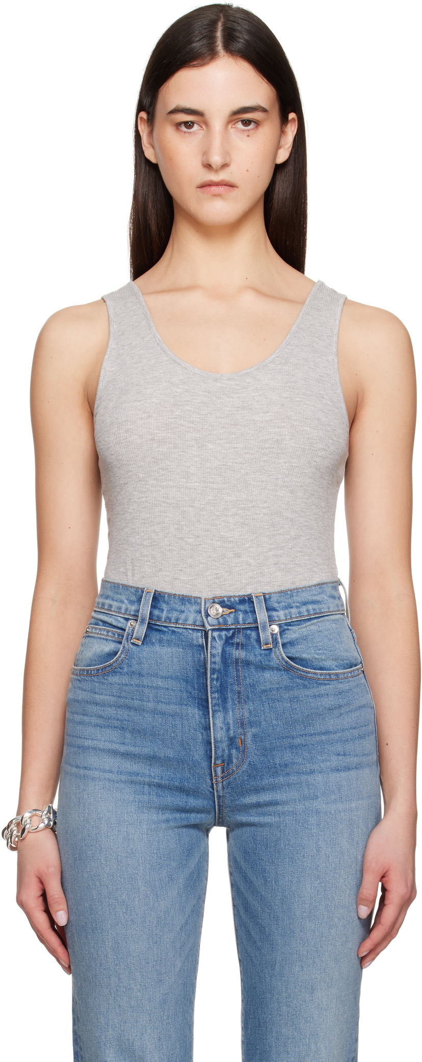 Tanktop Anine Bing Anine Bing Ginny Scoop Neck Sleeveless Bodysuit Grå | A-08-10672-GRM5