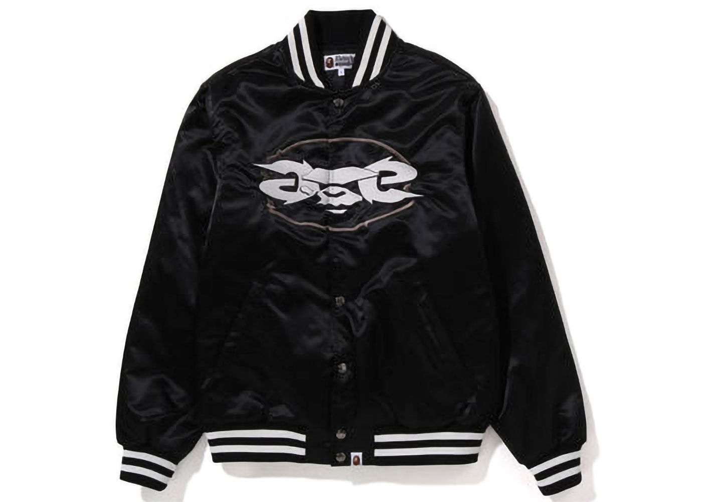 Jakke BAPE Ape Relaxed Fit Nylon Varsity Jacket Sort | 1I80-141-002, 0
