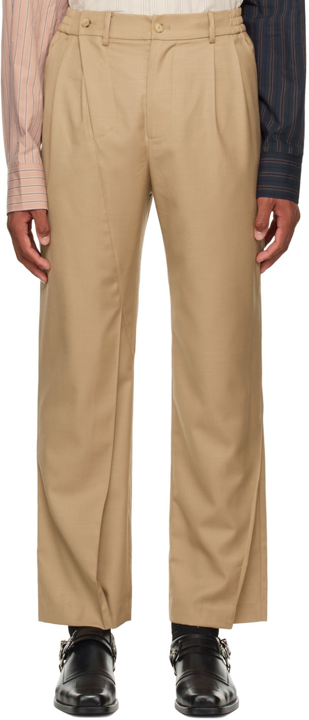 Bukser Feng Chen Wang Feng Chen Wang Pleated Trousers Beige | FMF14TR28