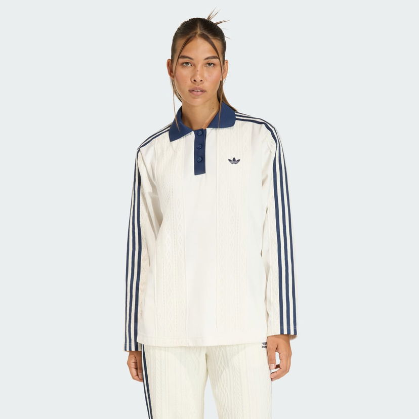 Polo skjorte adidas Performance adidas Originals Winterized Long Sleeve Polo Shirt Hvid | KR7651