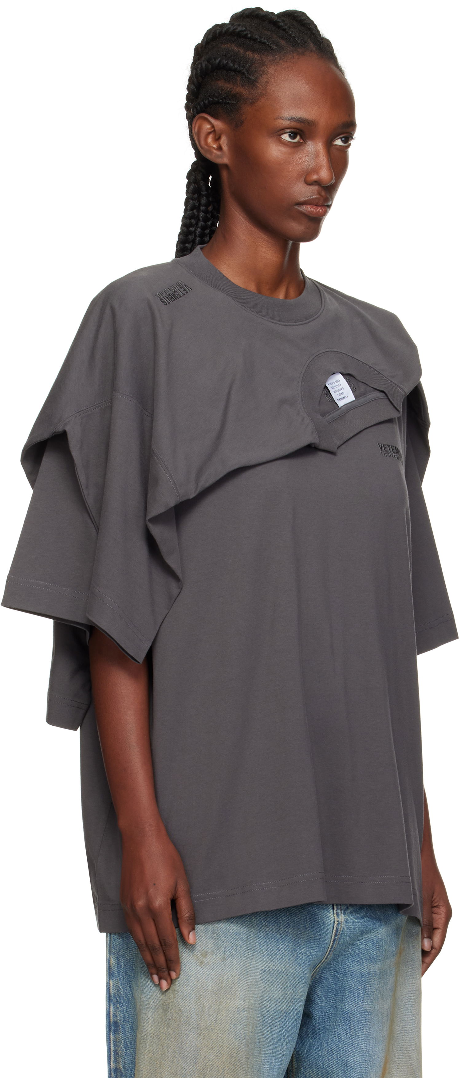 T-shirt VETEMENTS VETEMENTS Double Layered T-Shirt Grå | UH76TR400M, 1