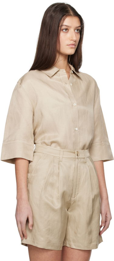 Shorts Anine Bing Anine Bing Mary Linen Collared Shirt Beige | A-07-10803-OMA10, 1
