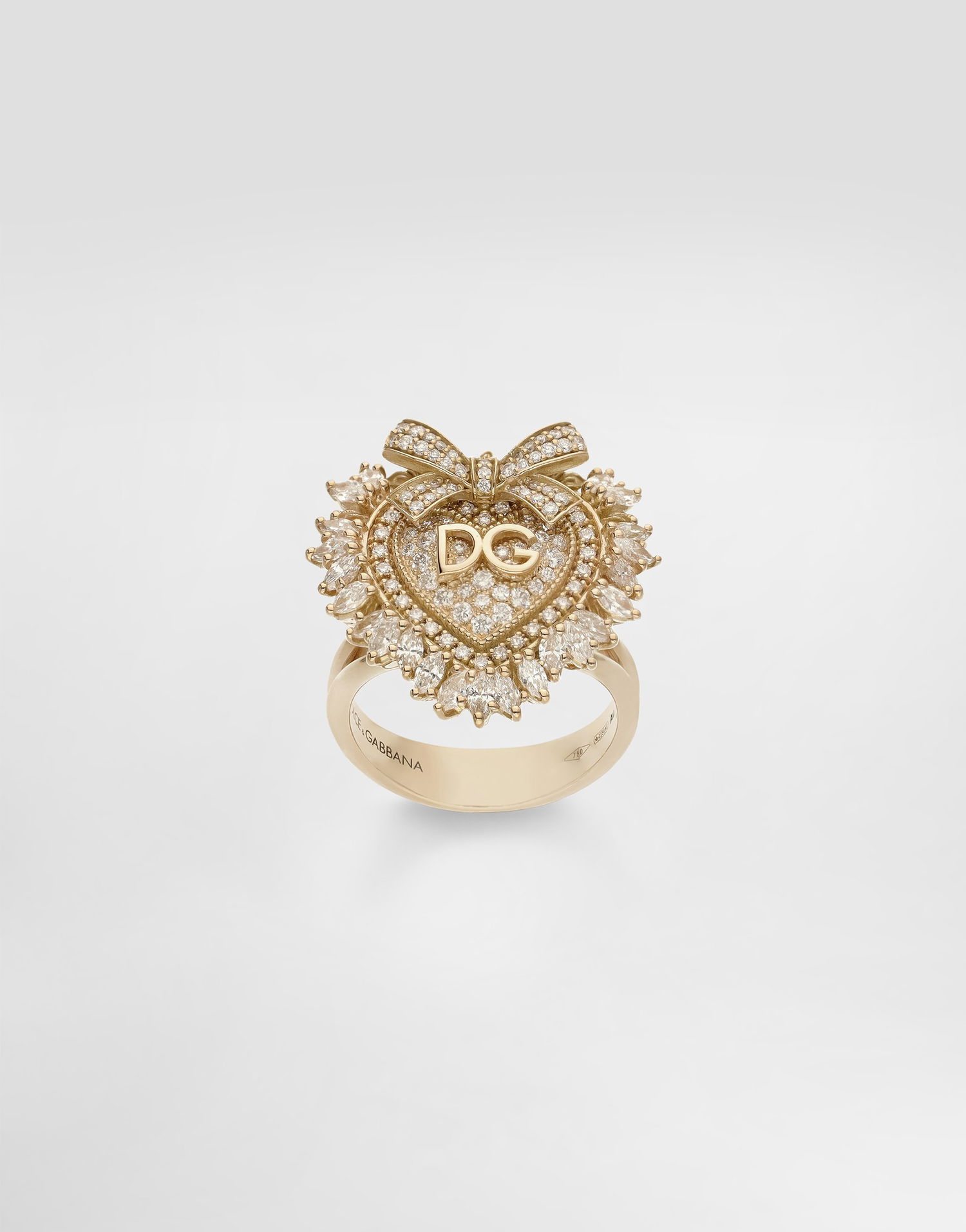 Ring Dolce & Gabbana Dolce & Gabbana Devotion Heart Ring with Diamonds and Bow, Size 50 Gul | WRND1KWYEDWZOO00, 0