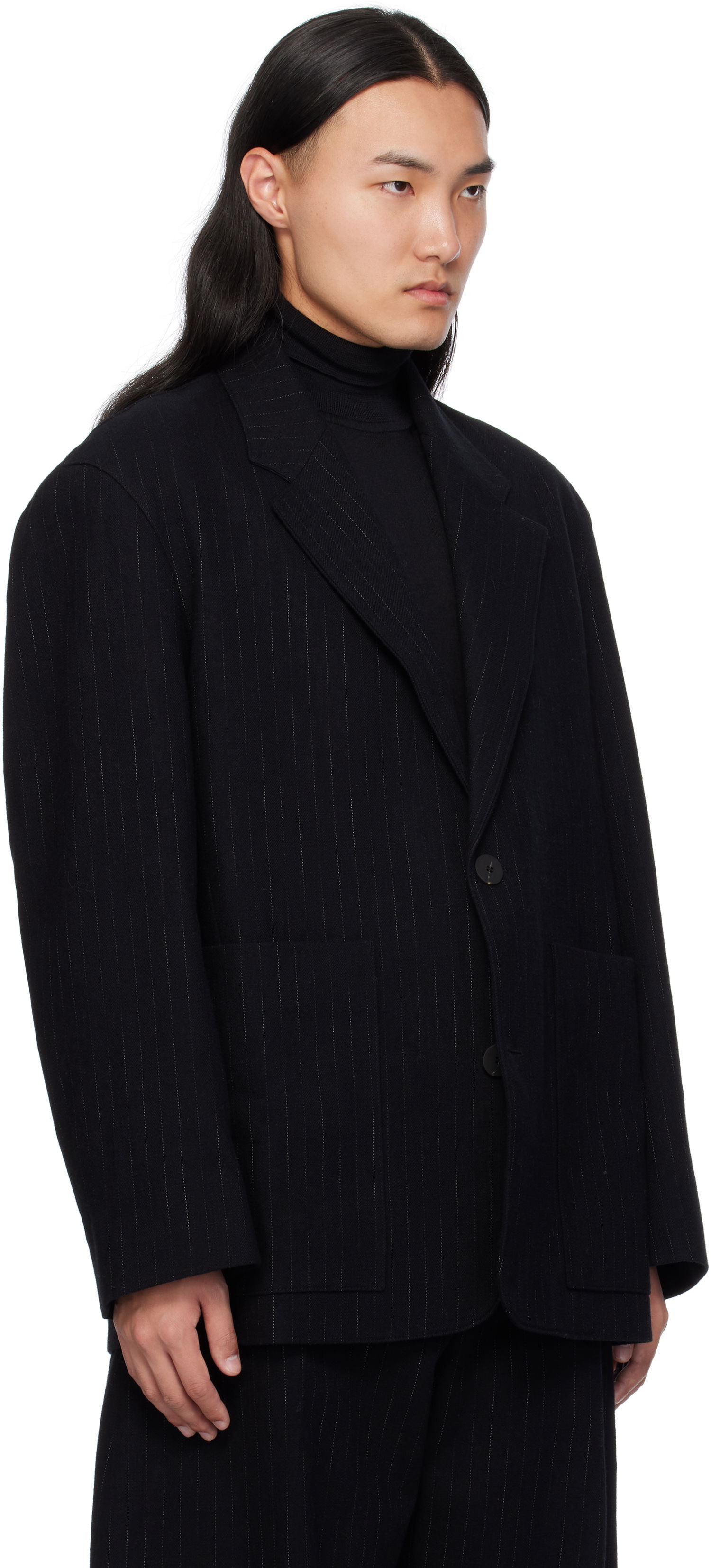 Jakke Studio Nicholson Studio Nicholson Conde Pinstripe Blazer Sort | CONDE SNM - 1251, 1