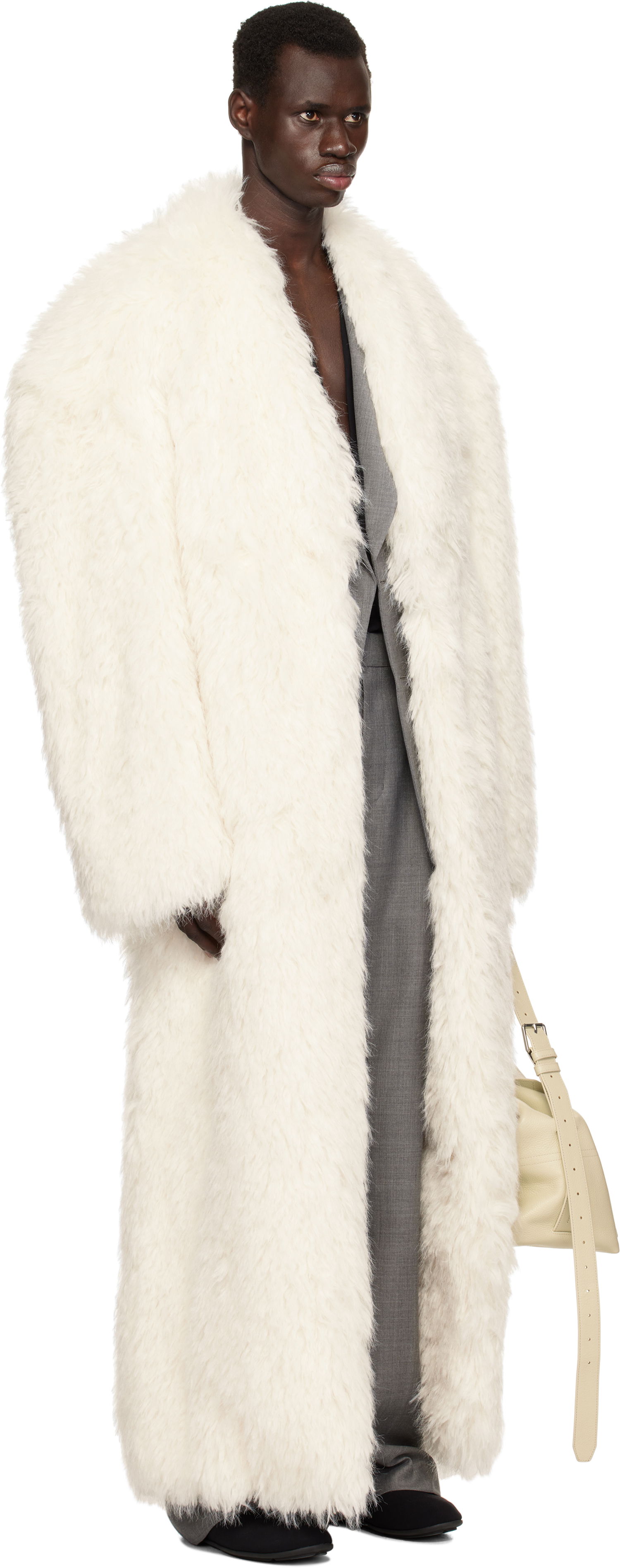 Frakker Entire Studios Entire Studios Chrysalis Faux-Fur Coat Hvid | ES2688FR, 1