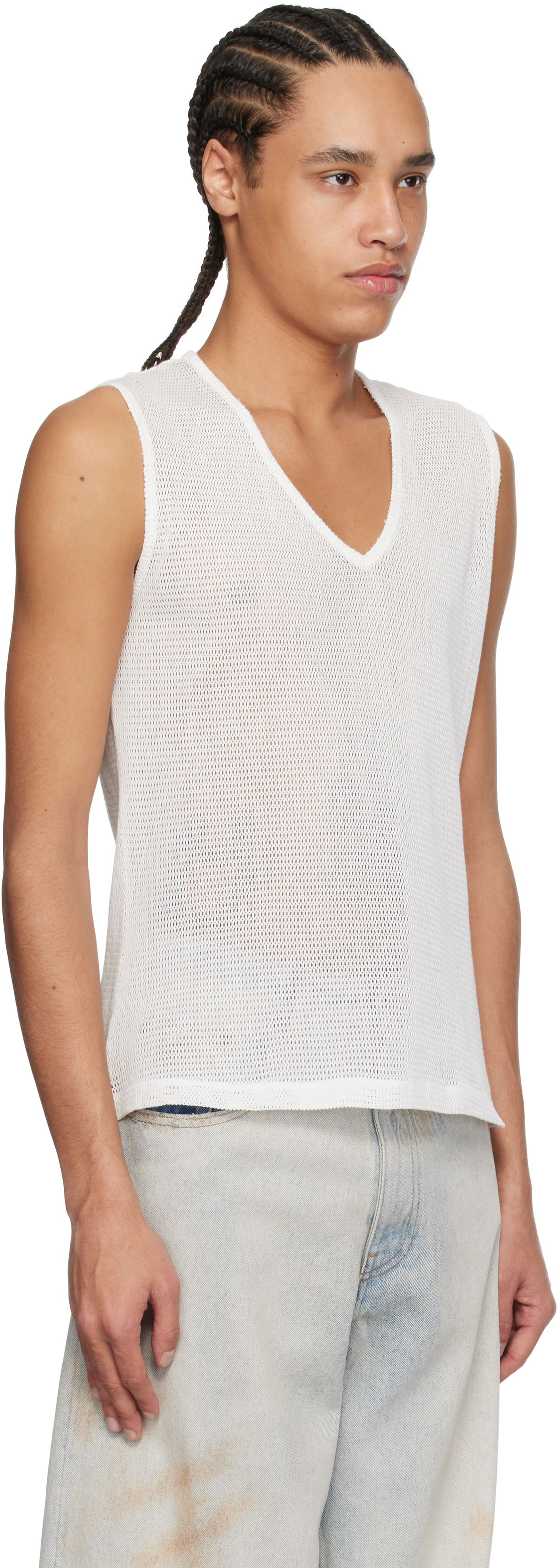 Tanktop Maison Margiela MM6 Maison Margiela V-Neck Tank Top Hvid | SH2NL0008 M20111, 1