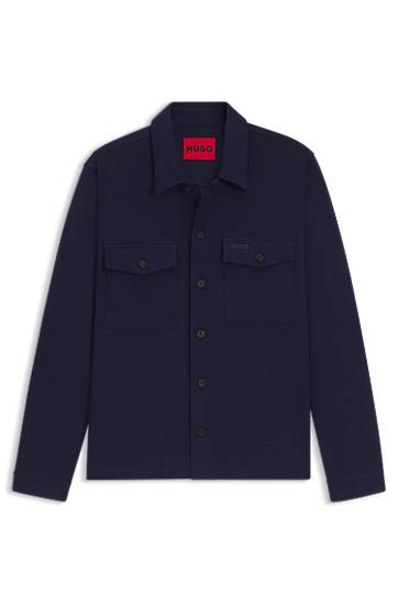 Skjorte BOSS Oversized-fit overshirt in cotton-blend twill Mørkeblå | 50549764, 0