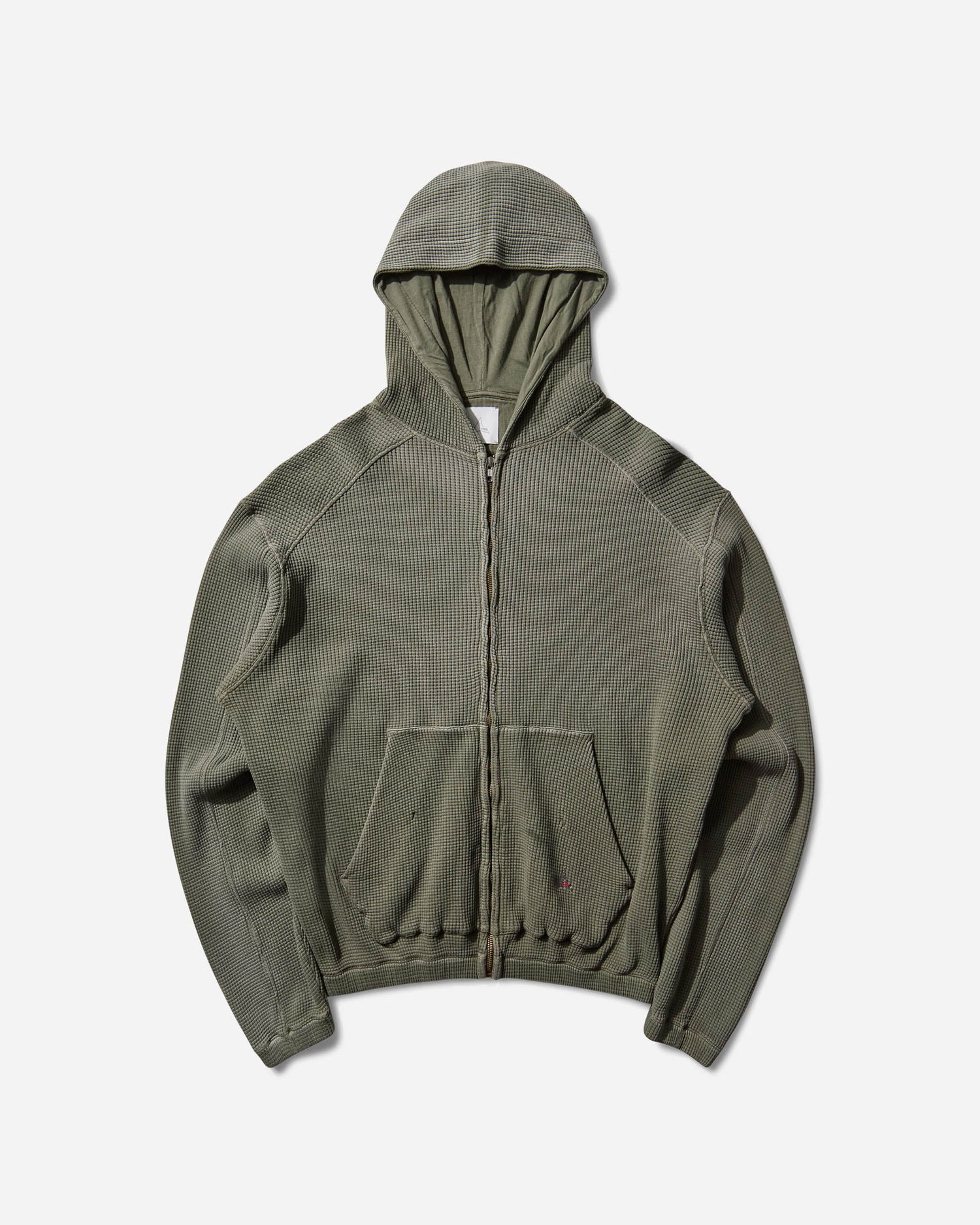 Sweatshirt ROA Sun Faded Waffle Zip Up Hoodie Grøn | RBMW0513FA340 GRN0012, 1