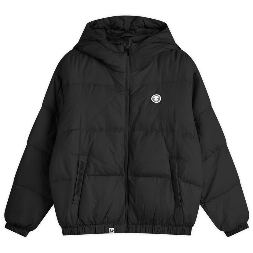 Puffer jakke AAPE by A Bathing Ape AAPE Now Camo Badge Hooded Down Jacket, Size Large Sort | AAPDNM7654XXNBKX