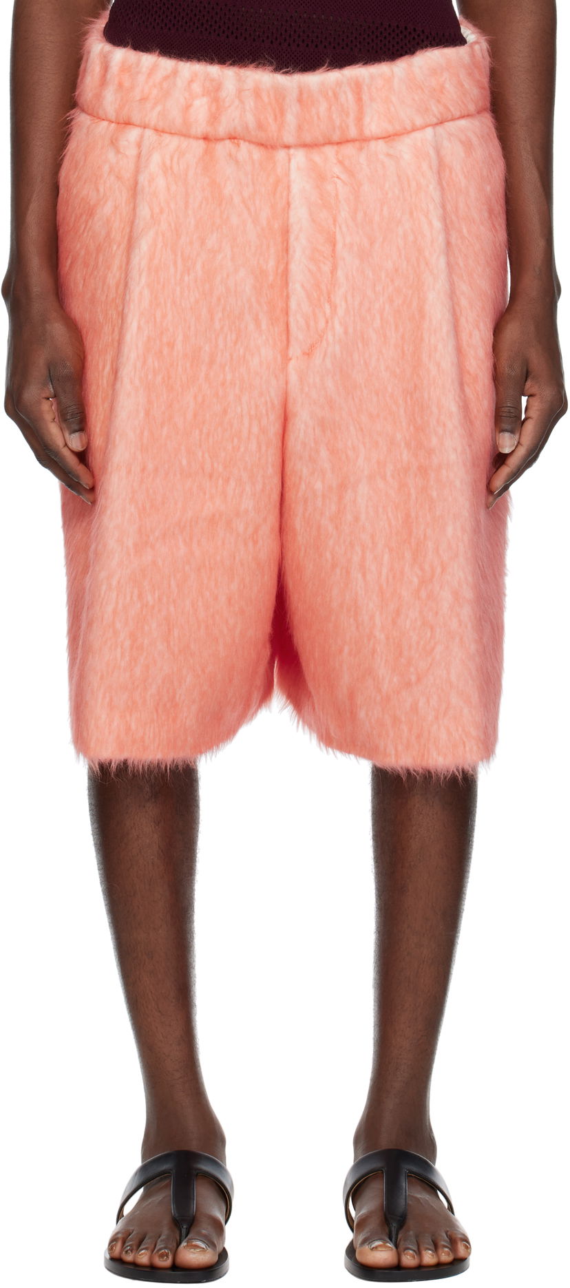 Shorts Dries Van Noten Dries Van Noten Pleated Shag-Knit Shorts Orange | 251-020953-1443