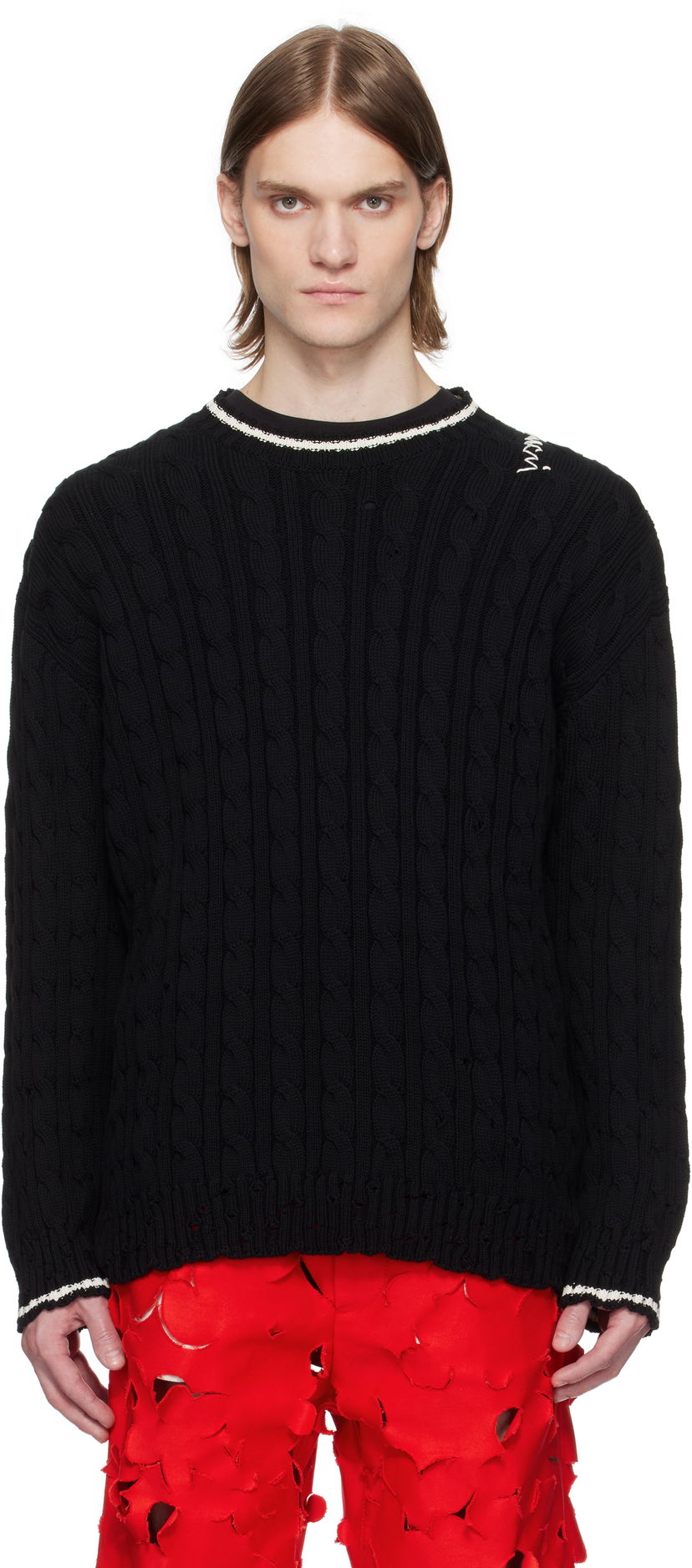Sweater Marni Dishevelled Cable Cotton Gauge 5 Sweater Sort | GCMG0425Q0 UFC656