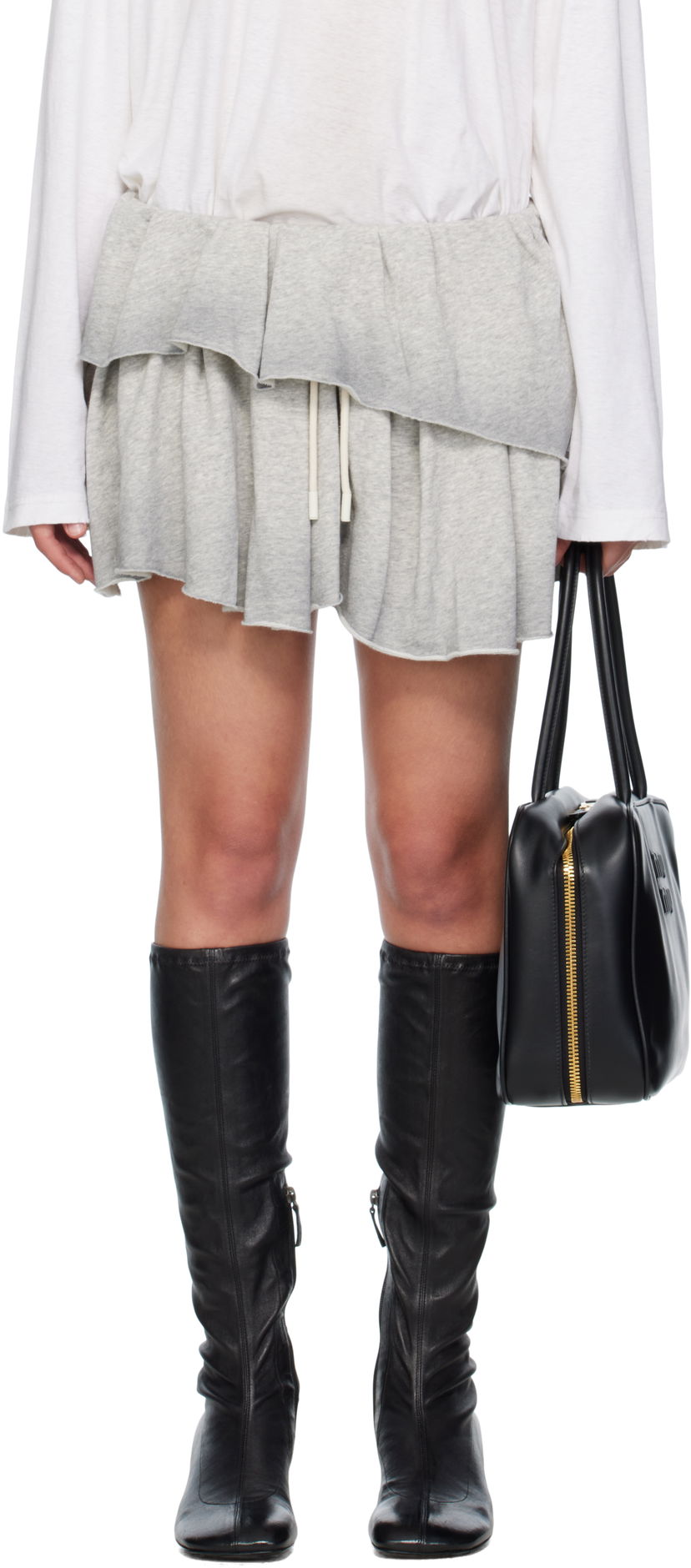 Nederdel Acne Studios Acne Studios Layered Fleece Mini Skirt Grå | AF0540-
