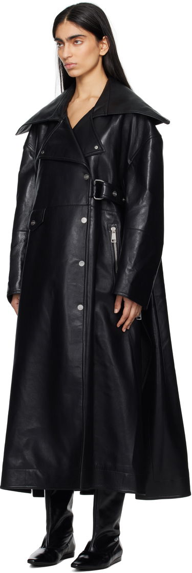 Trenchcoat Nanushka Nanushka Teca Regenerated Leather Trench Coat Sort | NW25RSOW14099, 3