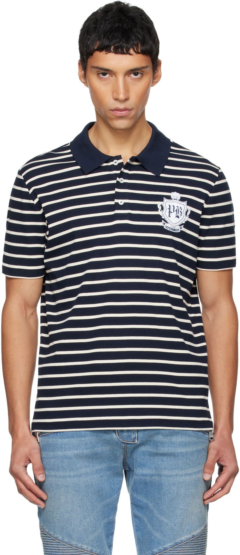 Polo skjorte Balmain College Emblem Polo Flerfarvet | FH0GC026GF30