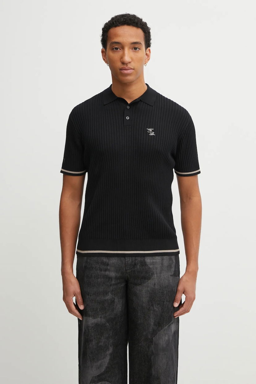 Polo skjorte Filling Pieces Cotton Fine Knit Polo Sort | 422570500127