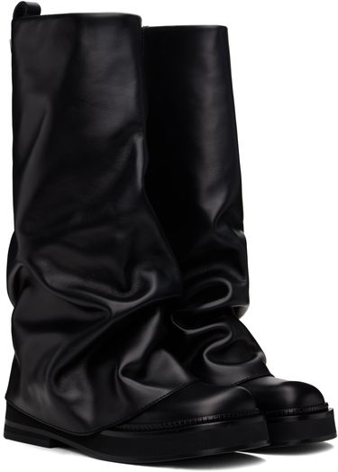Kjole The Attico Attico Robin Slouch Leather Boots Sort | 241WSH00798 LBT019AA, 3