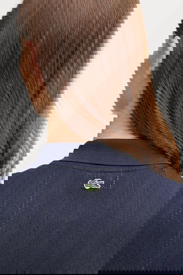 Polo skjorte Lacoste Fitted Ribbed Short-Sleeve Polo Shirt Mørkeblå | DF5296, 4