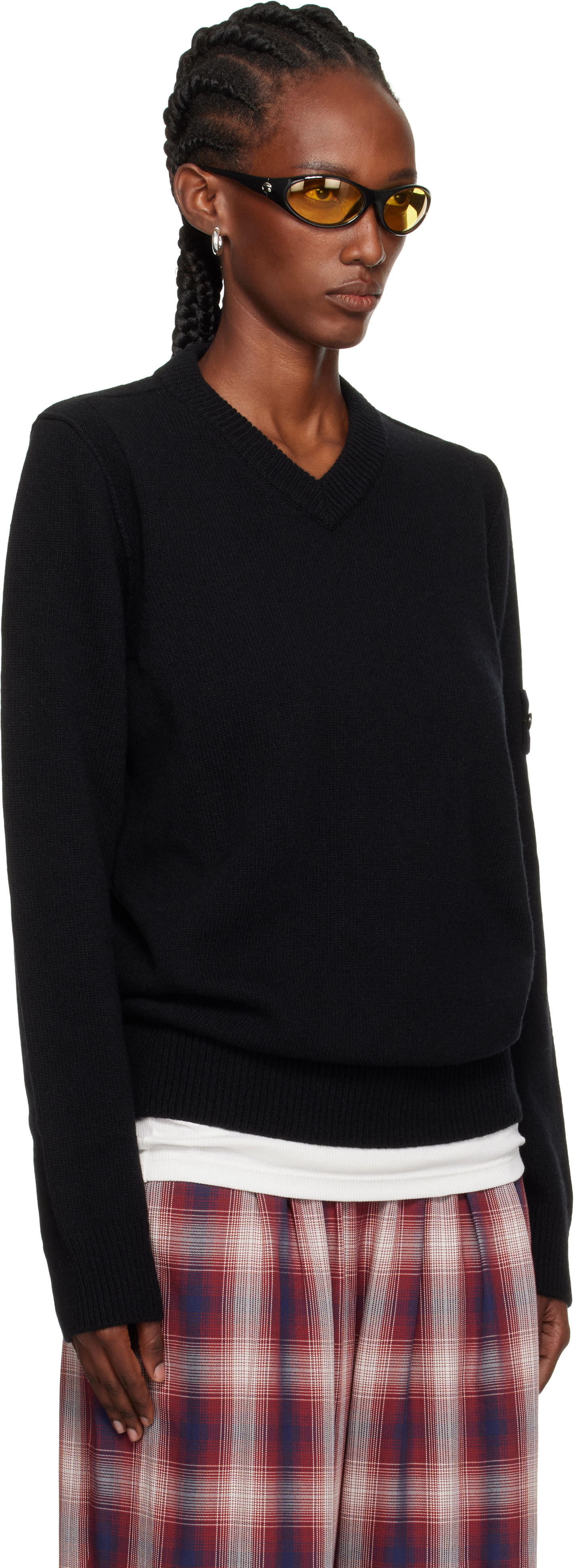 Sweater Stone Island Stone Island Lambswool V-Neck Sweater Sort | K2S15 5100033 S00A3, 1