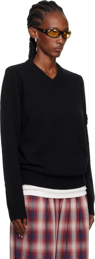 Sweater Stone Island Stone Island Lambswool V-Neck Sweater Sort | K2S15 5100033 S00A3, 1