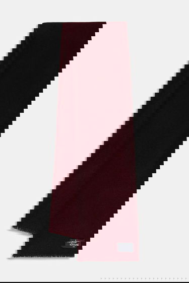 Tørklæde MAISON KITSUNÉ Wool Fringe Scarf with Logo Patch Bourgogne | PW06200WB0028, 0