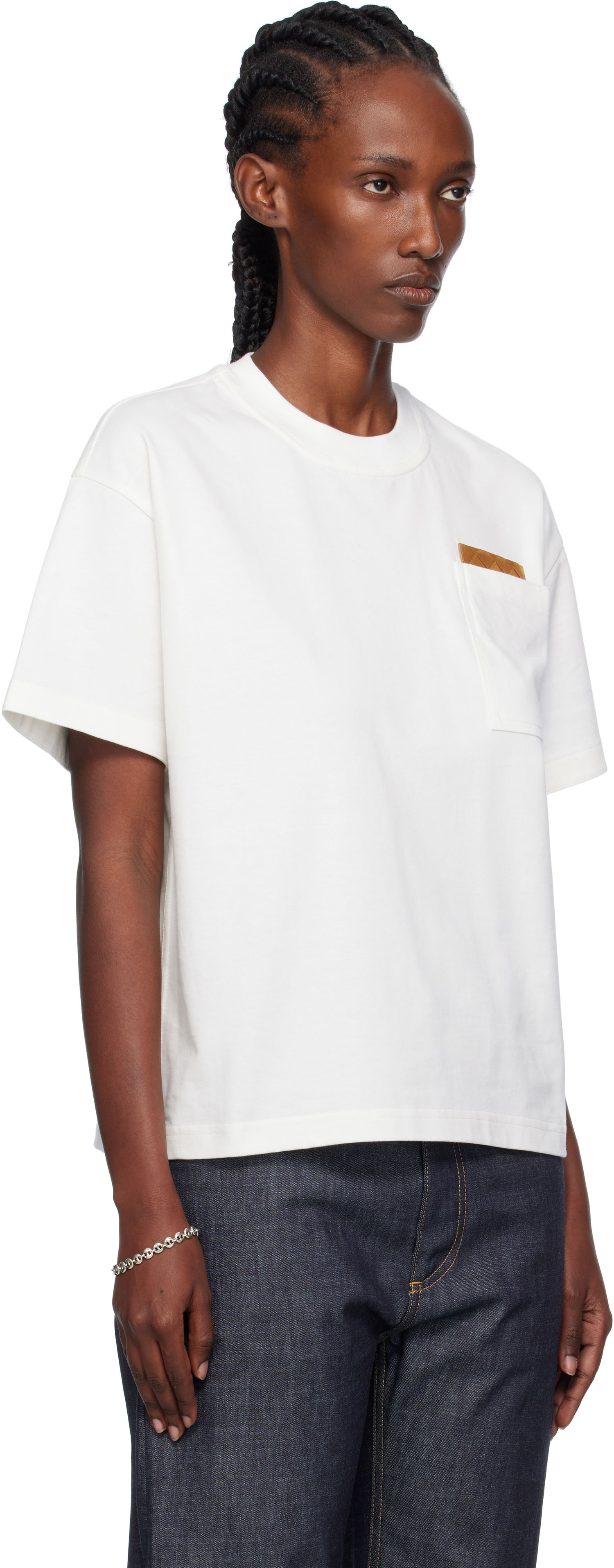 T-shirt Bottega Veneta Bottega Veneta Cotton Jersey T-Shirt with Pocket Hvid | 838925 V4N50, 1