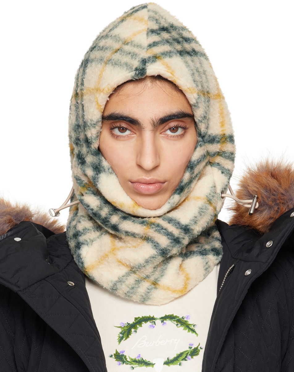 Tøj Burberry Beige & Green Check Fleece Balaclava Sort | 8098378, 0