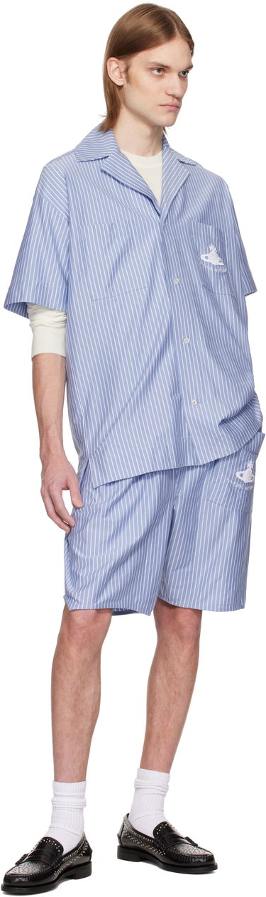 Skjorte Vivienne Westwood Vivienne Westwood Striped Camp Shirt Blå | 2401003H-J009D-, 3