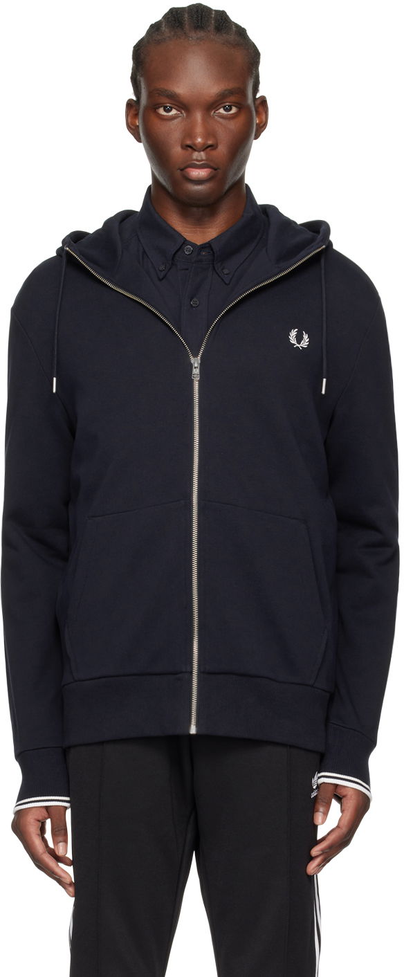 Sweatshirt Fred Perry Zip Through Hoodie Sort | J7536, 0