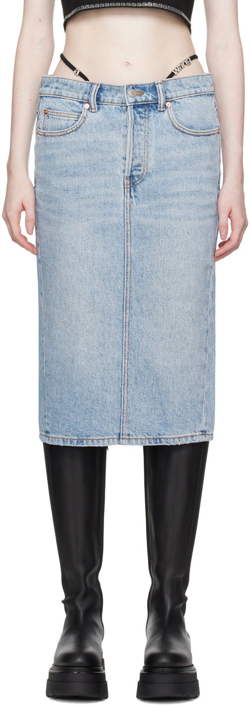 Nederdel Alexander Wang Denim Midi Skirt Blå | 4DC4235235