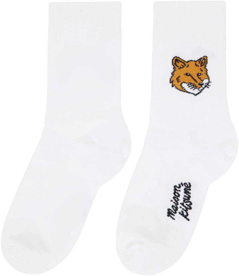 Sokker MAISON KITSUNÉ Fox Head Socks Hvid | MM06402KT0010P100, 1