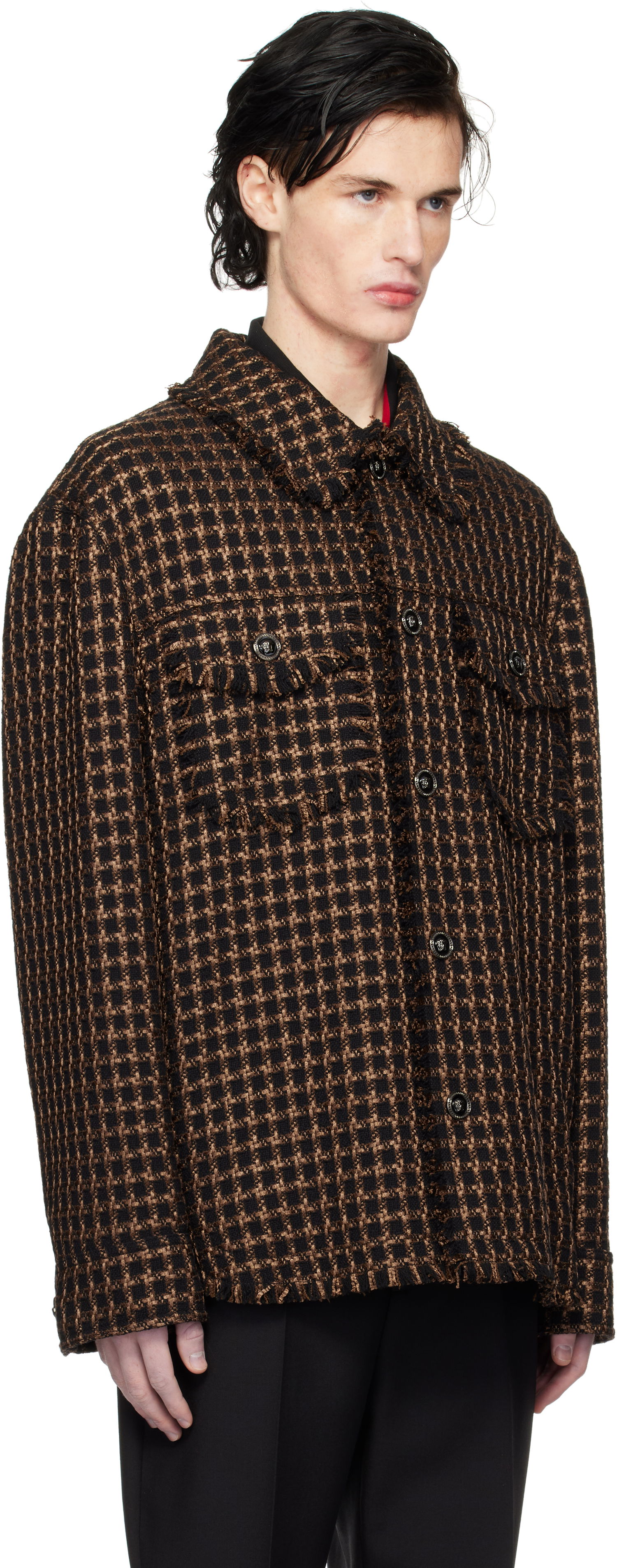 Jakke Versace Tweed Overshirt Jacket Brun | 1017402_1A12329, 1