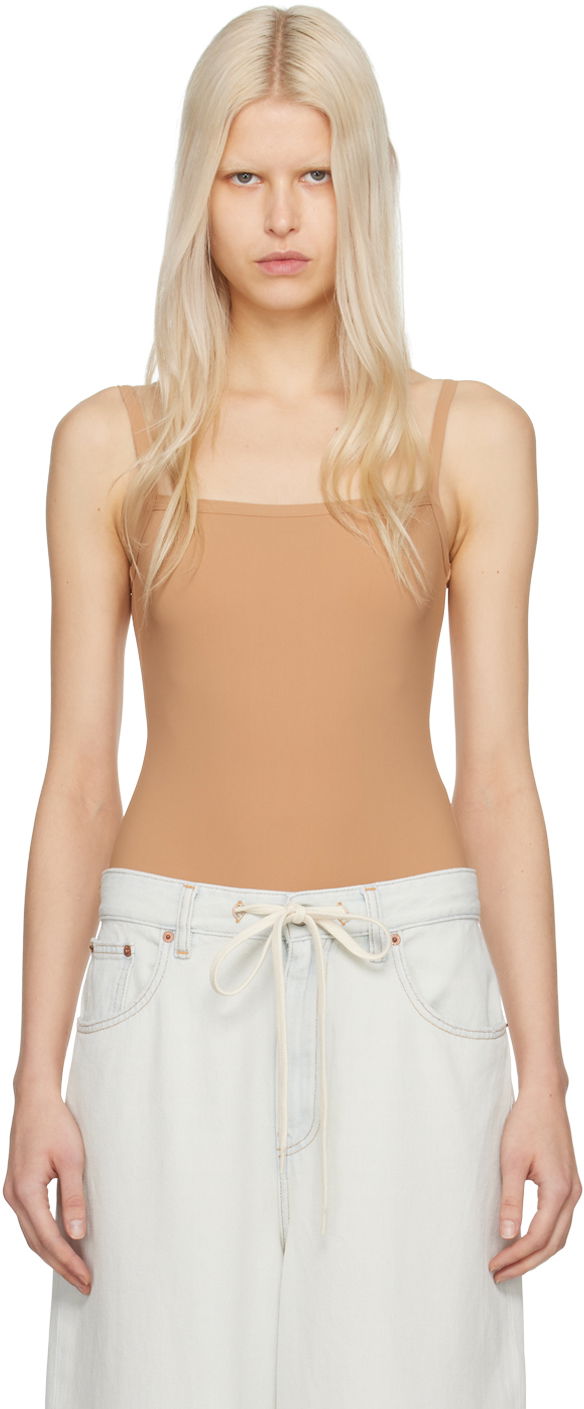 Krop Maison Margiela MM6 Square Neck Bodysuit Beige | S52NA0060 S24625