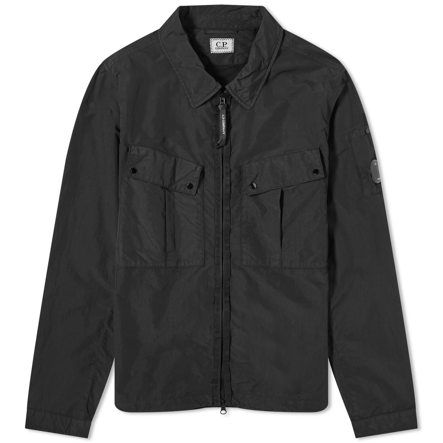 Jakke C.P. Company Flatt Nylon Zip Overshirt Sort | 15CMOS071A-005991G-999, 0